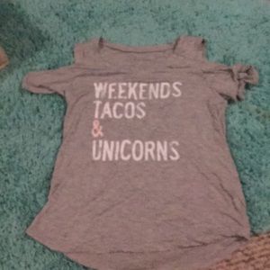 Weekend tacos and unicorns shirt